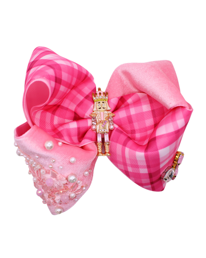 (PRE-VENTA) PINK NUTCRACKER - Moños navideños para niñas