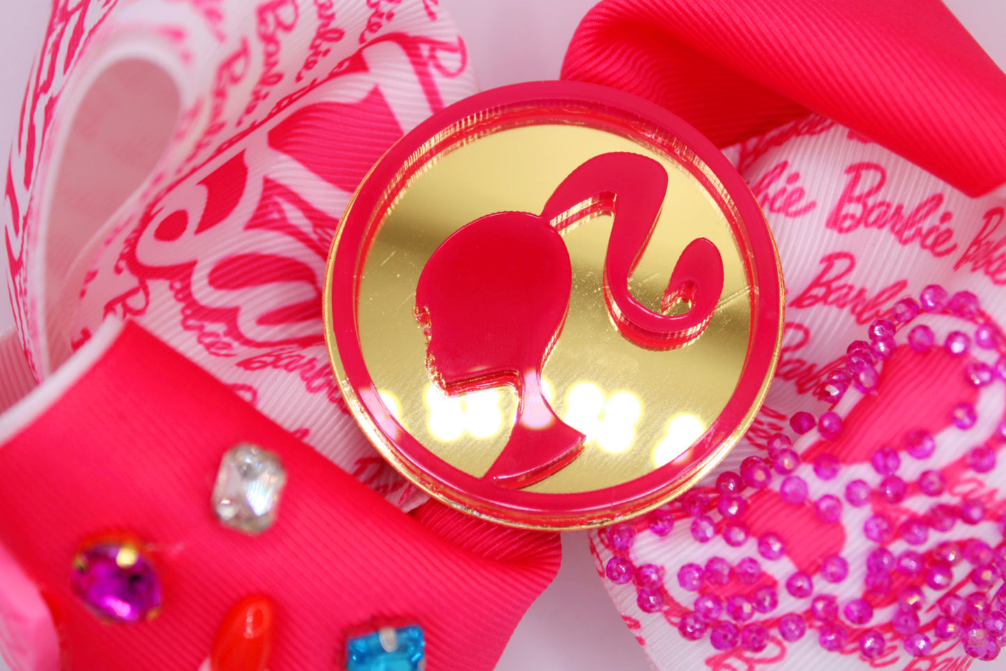 BARBIE EXTRA FUSCHIA - Moños para niñas bordados