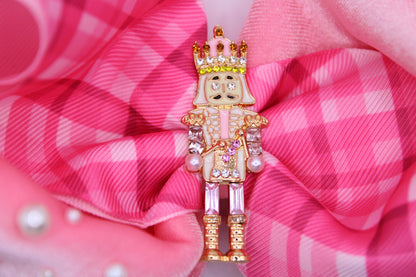 (PRE-VENTA) PINK NUTCRACKER - Moños navideños para niñas